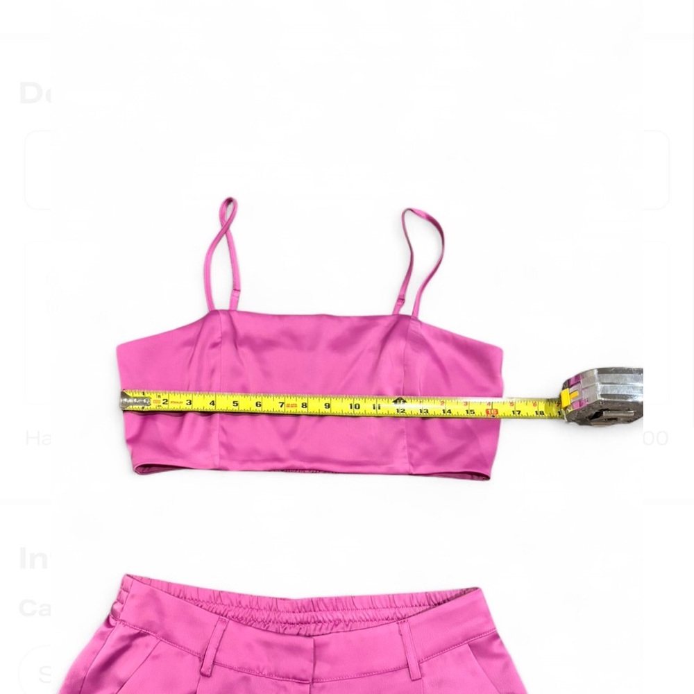 House of Harlow 1960 REVOLVE Pink Satin Crop Cami Wide Leg Pants Set Matching - Picture 11 of 15